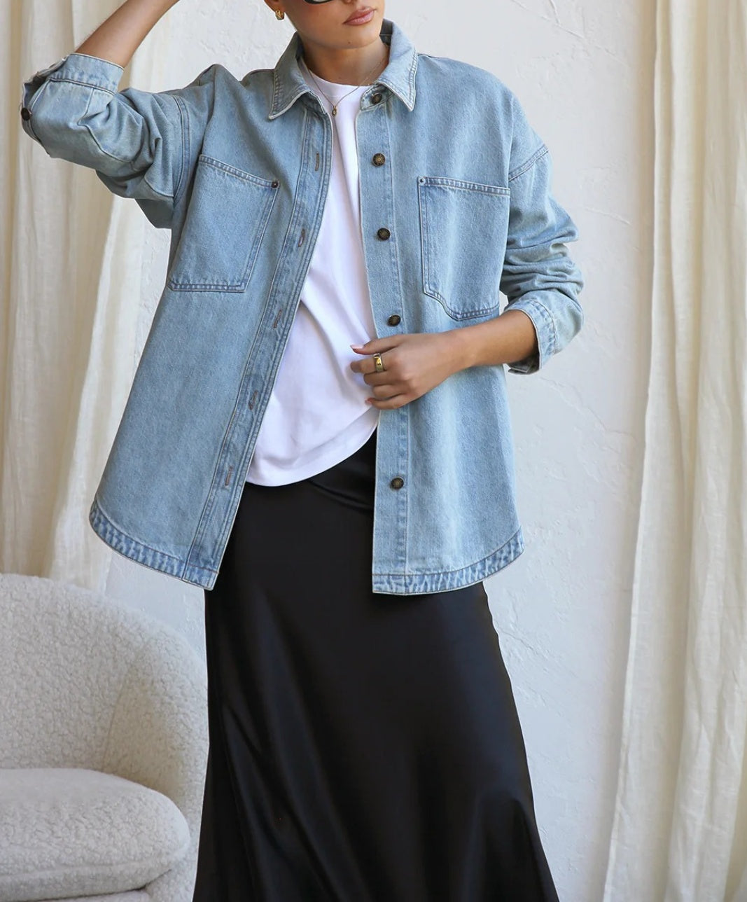 Vintage Washed Oversized Denim Shirt - view 1