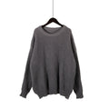 Oversized Chunky Rib Knit Drop Shoulder Sweater - Grey