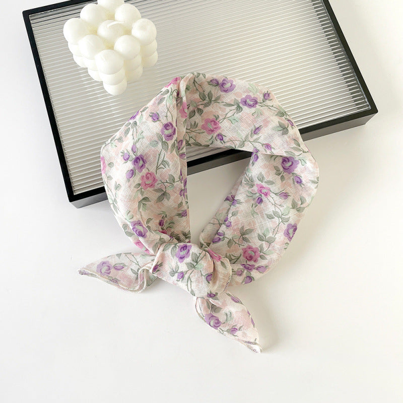 Garden Floral Sheer Square Bandana Neckerchief - C1