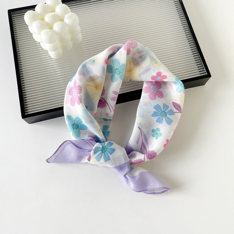 Garden Floral Sheer Square Bandana Neckerchief - C11