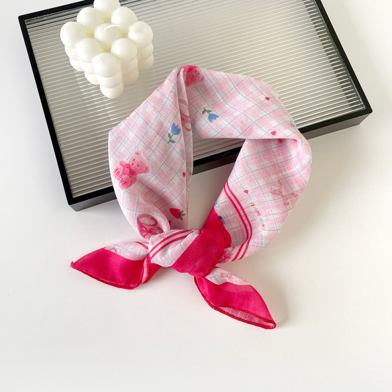 Garden Floral Sheer Square Bandana Neckerchief - C12