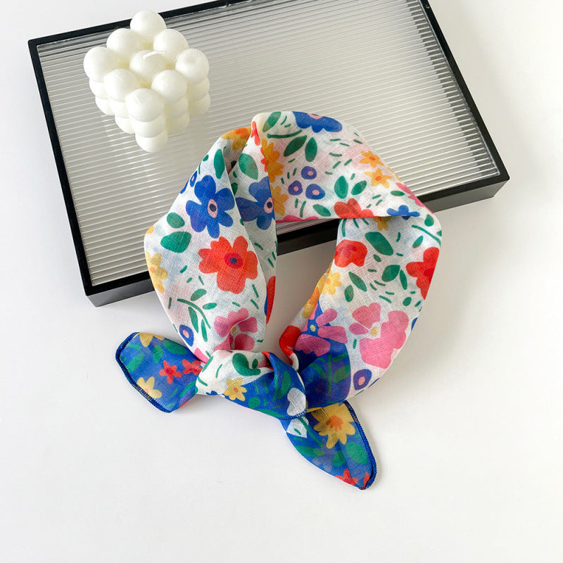 Garden Floral Sheer Square Bandana Neckerchief - C14