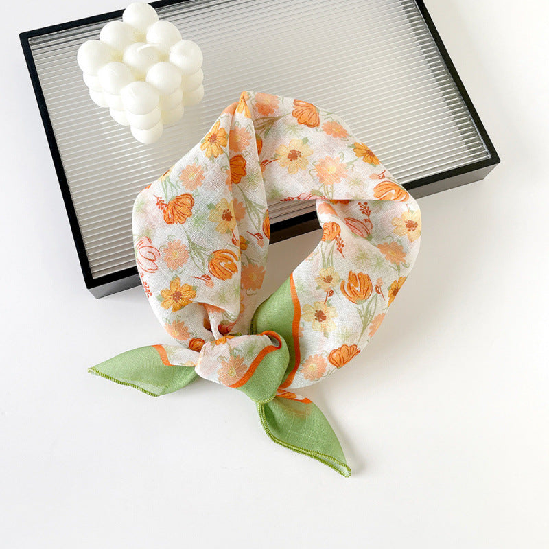 Garden Floral Sheer Square Bandana Neckerchief - C15