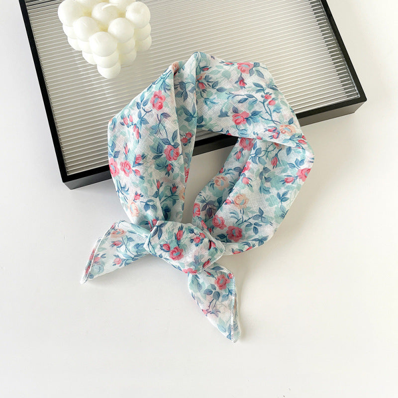 Garden Floral Sheer Square Bandana Neckerchief - C2