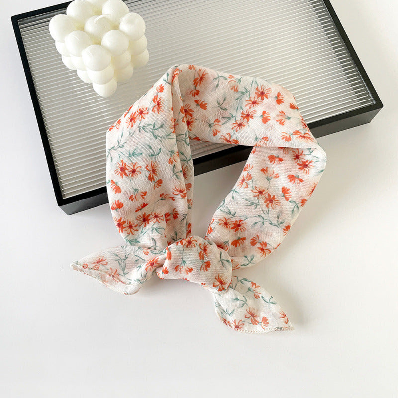 Garden Floral Sheer Square Bandana Neckerchief - C3