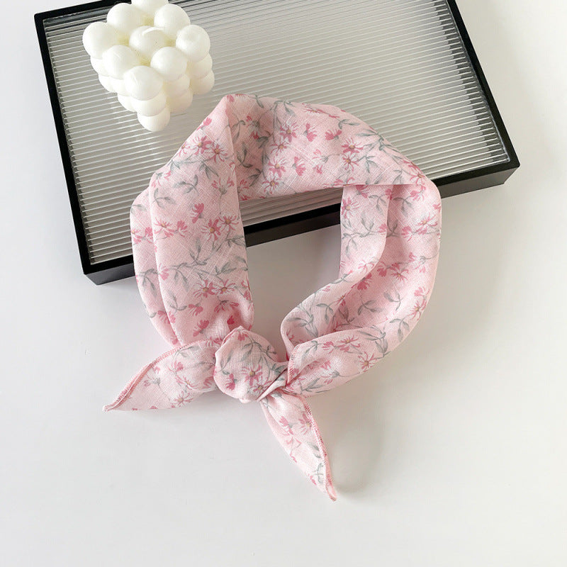 Garden Floral Sheer Square Bandana Neckerchief - C4