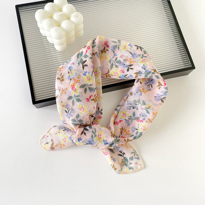 Garden Floral Sheer Square Bandana Neckerchief - C5