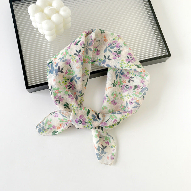 Garden Floral Sheer Square Bandana Neckerchief - C6