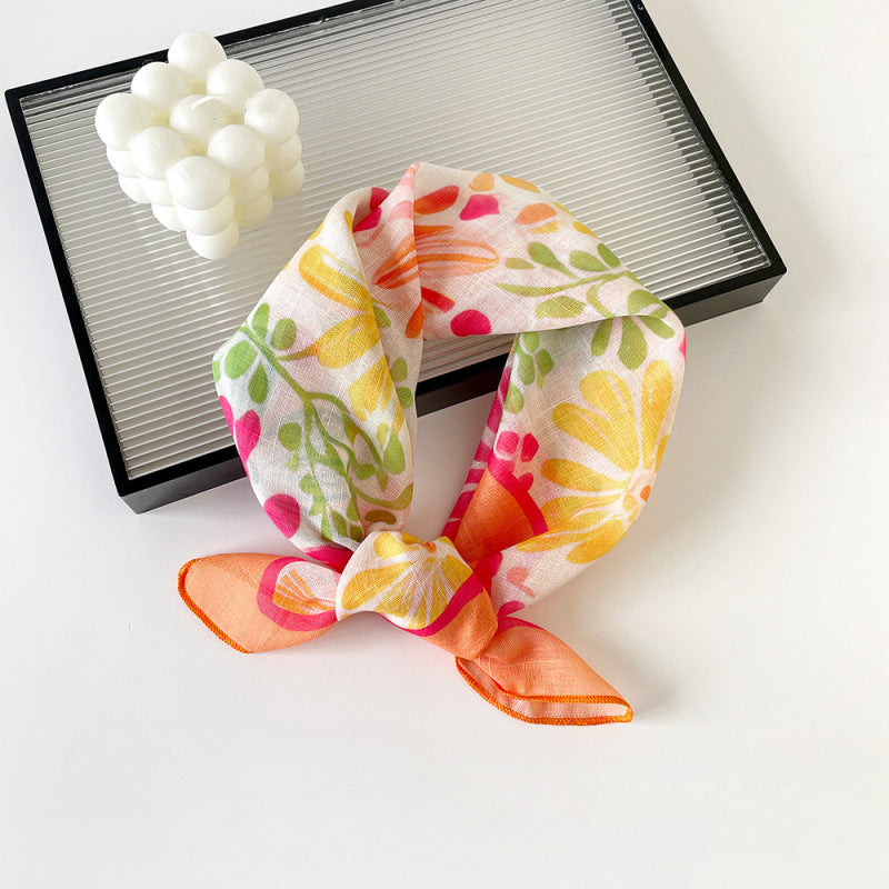 Garden Floral Sheer Square Bandana Neckerchief - C8