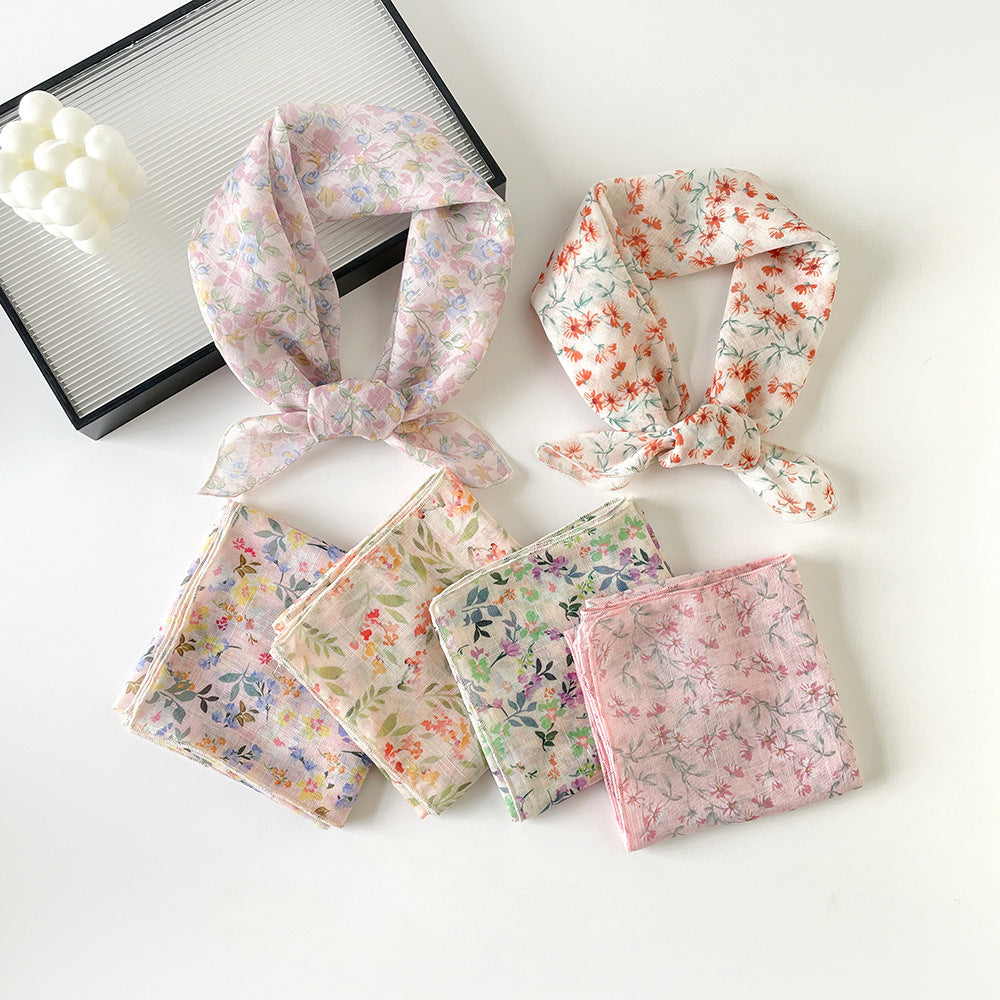 Garden Floral Sheer Square Bandana Neckerchief