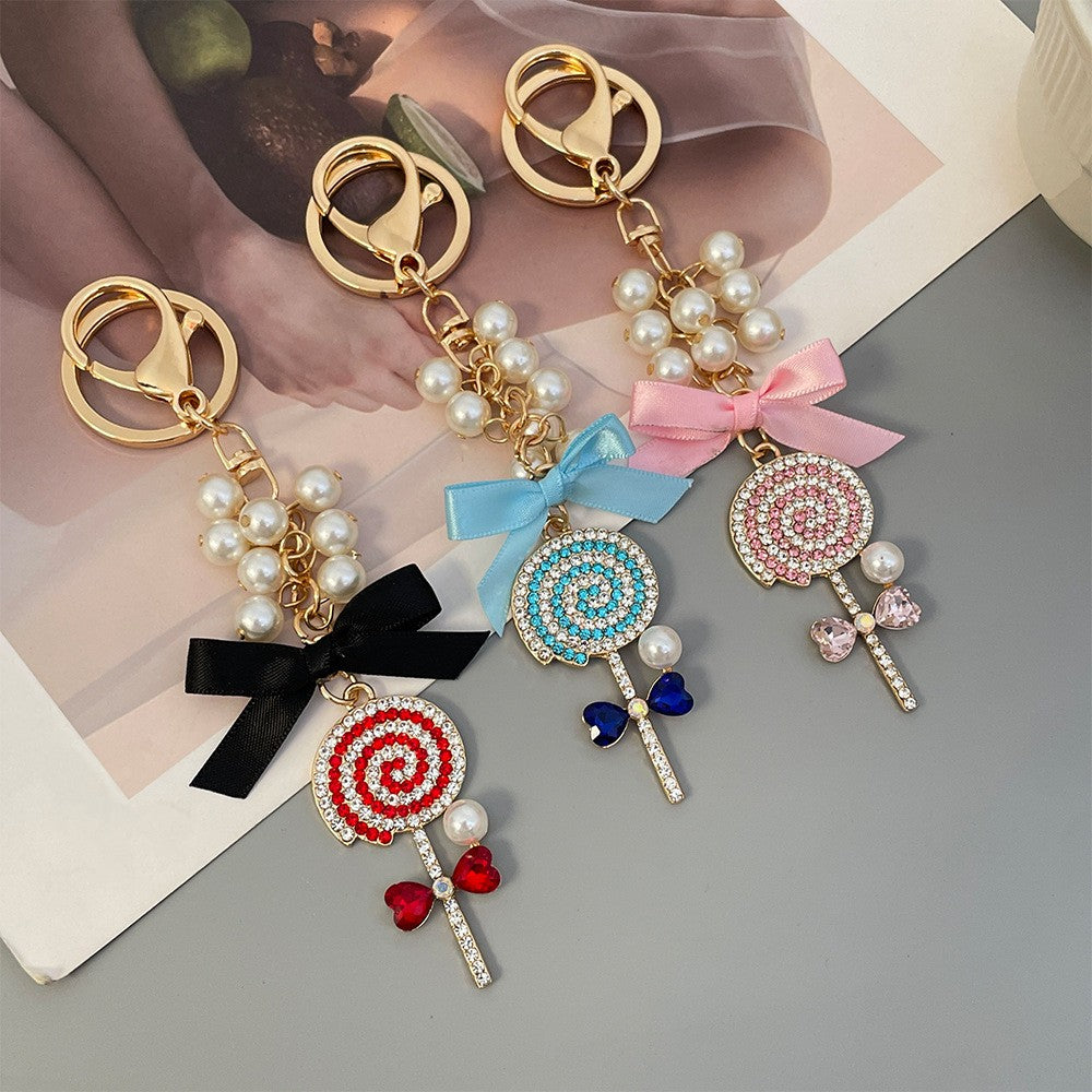 Pearl Bow Lollipop Keychain Bag Charm