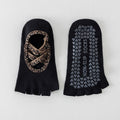 Non Slip Grip Socks With Leopard Straps - Black