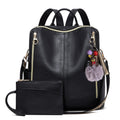 Perforated Convertible Backpack with Wristlet - Black