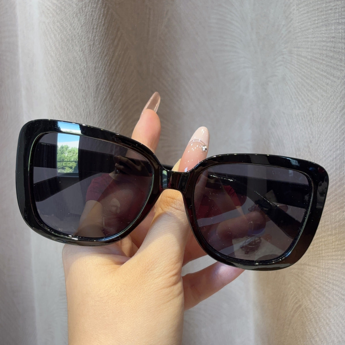 Oversized Square Frame Sunglasses - Black