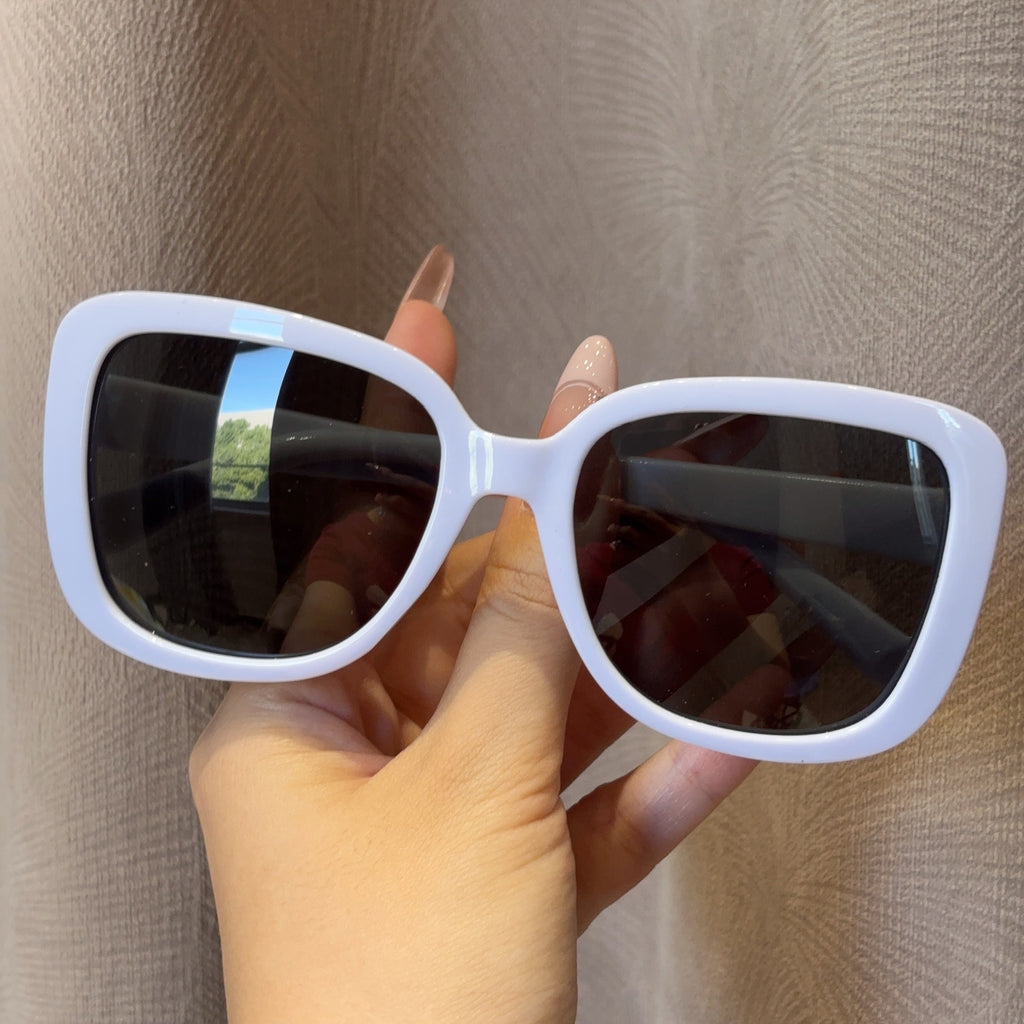 Oversized Square Frame Sunglasses - White