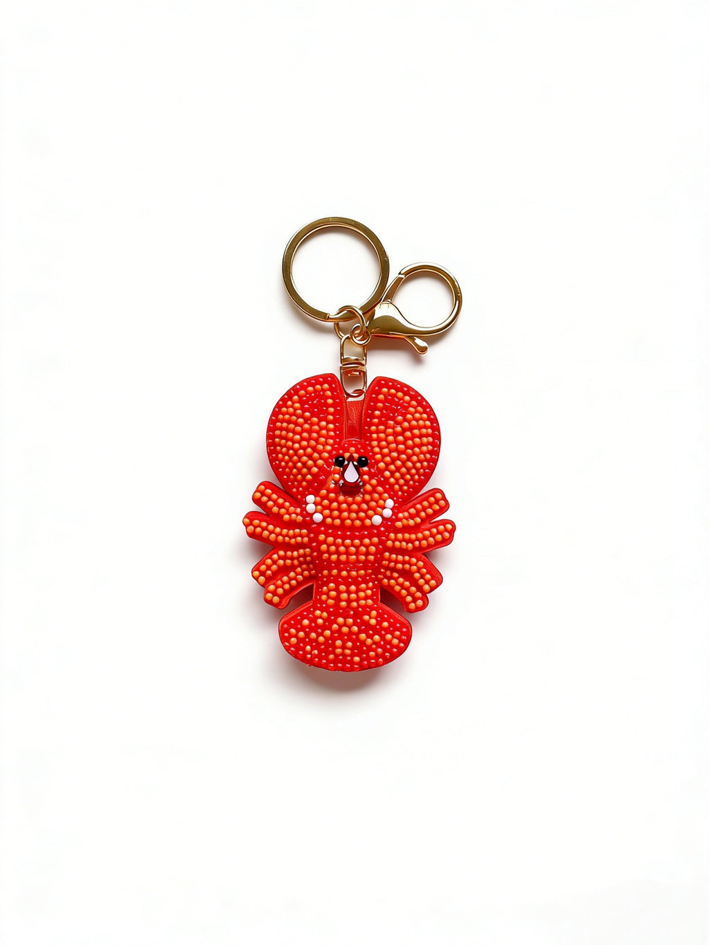 Rhinestone Lobster and Shell Keychain Charm - Red_Lobster