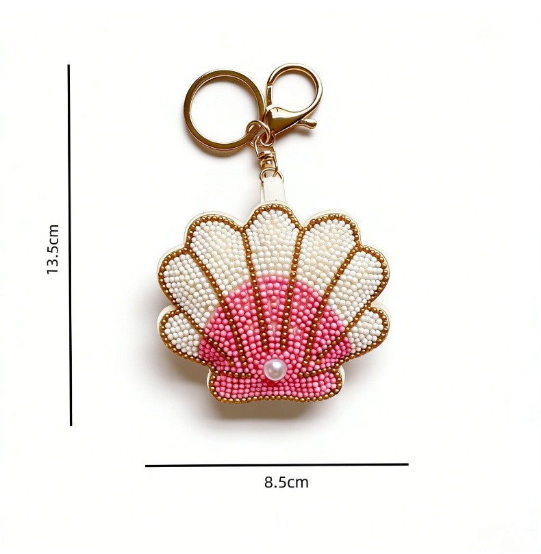 Rhinestone Lobster and Shell Keychain Charm - Shell - 1