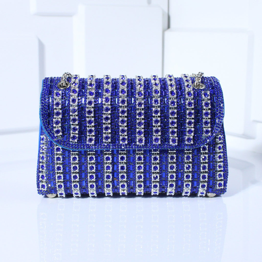 Crystal Embellished Chain Flap Shoulder Bag