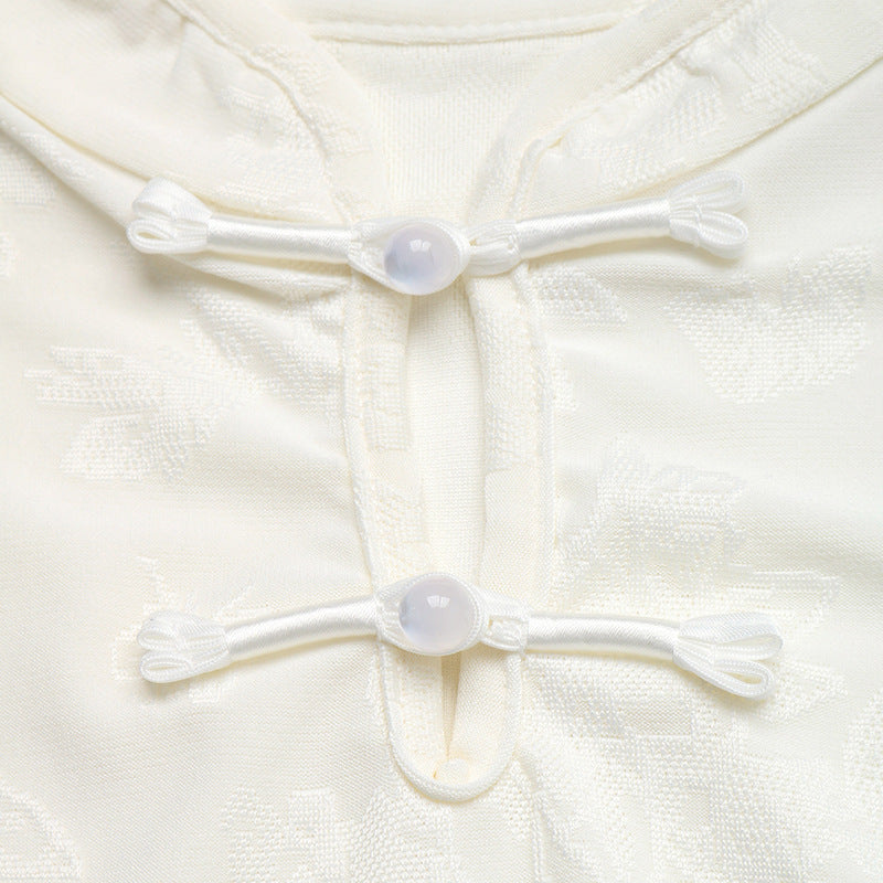 Off White Jacquard Frog Button Long Sleeve Slim Tee - Off_White - 5