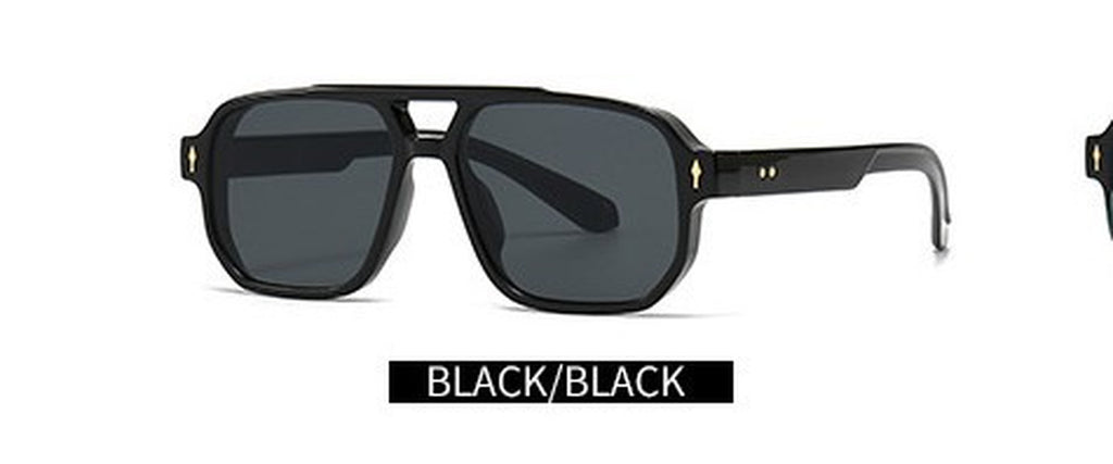Flat Top Double Bridge Square Pilot Sunglasses - C1