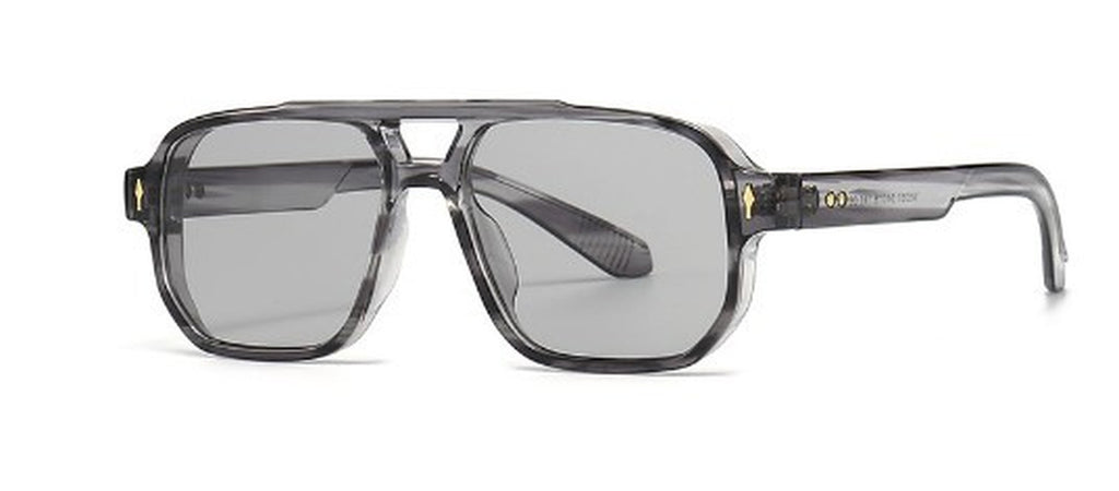 Flat Top Double Bridge Square Pilot Sunglasses - C3