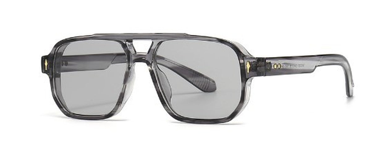 Flat Top Double Bridge Square Pilot Sunglasses - C3