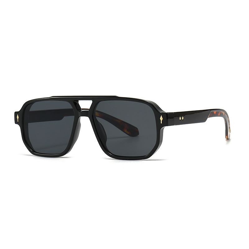 Flat Top Double Bridge Square Pilot Sunglasses - C4