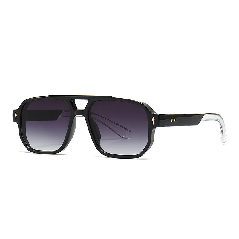 Flat Top Double Bridge Square Pilot Sunglasses - C5