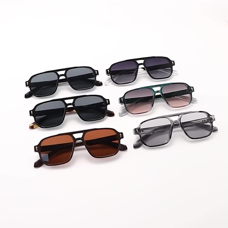 Flat Top Double Bridge Square Pilot Sunglasses