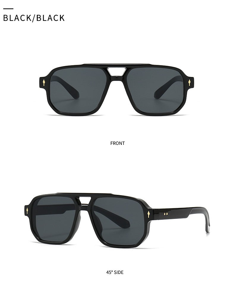 Flat Top Double Bridge Square Pilot Sunglasses - view 1
