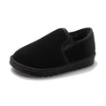 Fleece Lined Faux Suede Slip On Slippers - Black