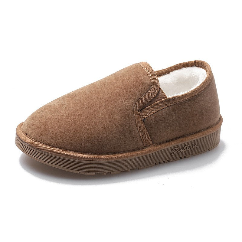 Fleece Lined Faux Suede Slip On Slippers - Camel