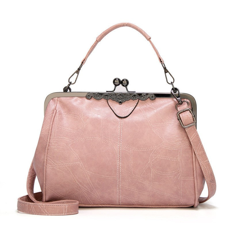 Vintage Kiss Lock Frame Top Handle Bag - Pink