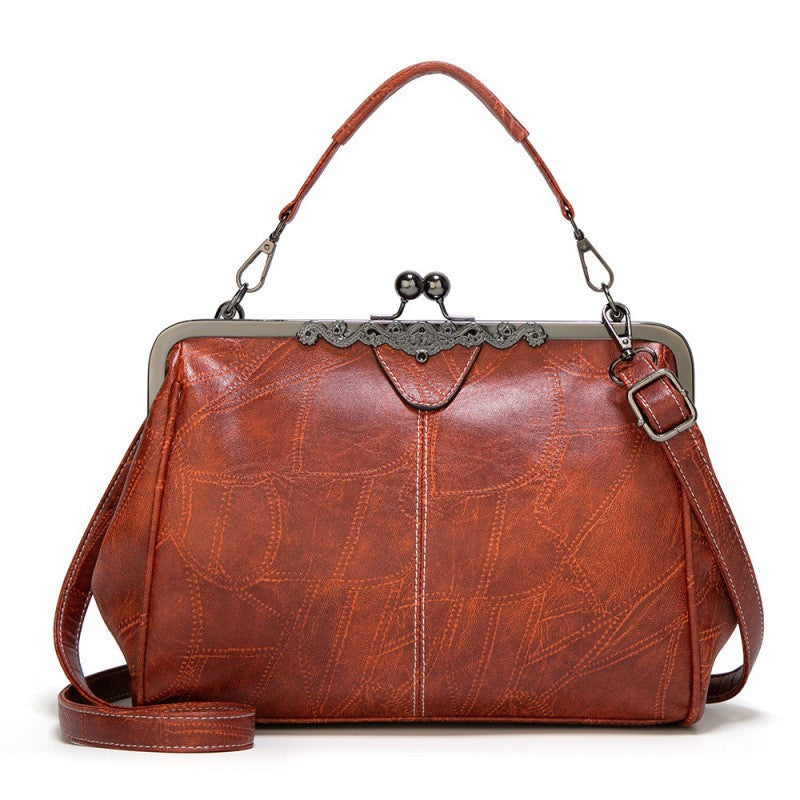 Vintage Kiss Lock Frame Top Handle Bag