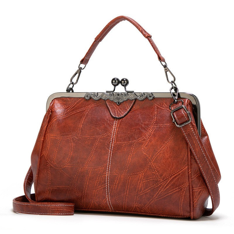 Vintage Kiss Lock Frame Top Handle Bag
