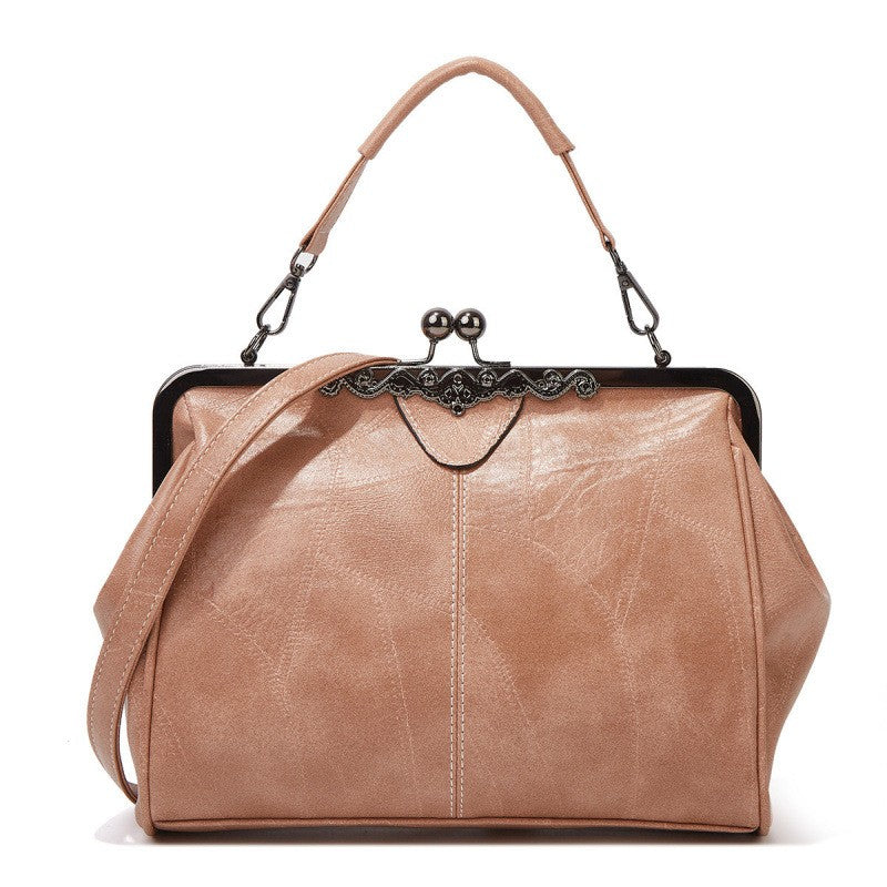 Vintage Kiss Lock Frame Top Handle Bag