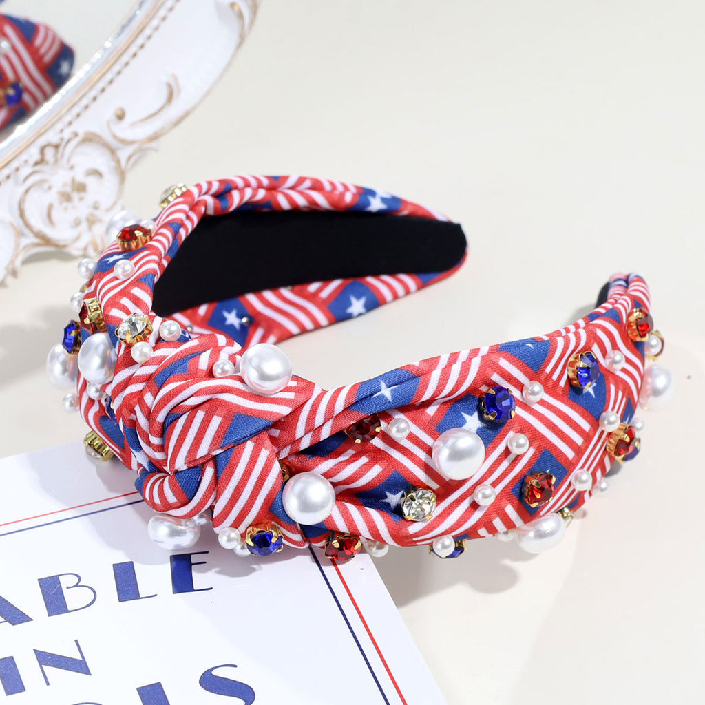 Patriotic Flag Print Knot Headband - C3
