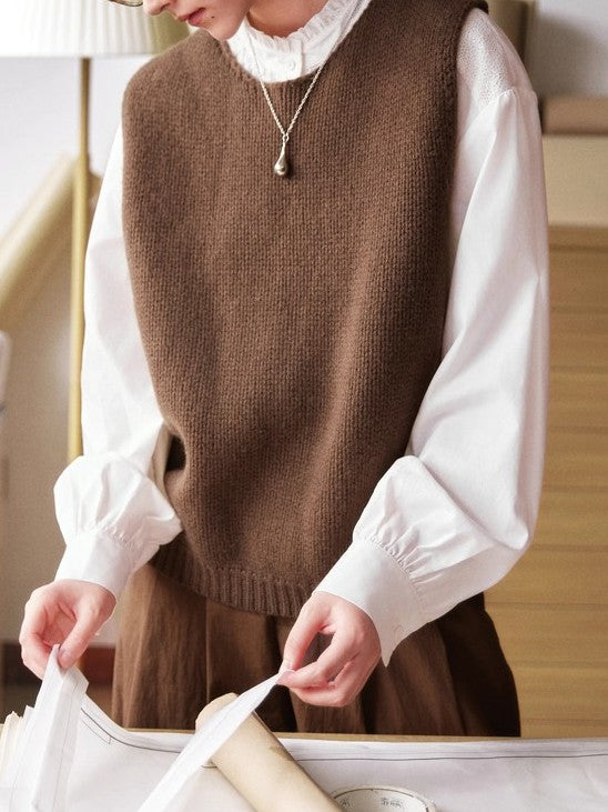 Round Neck Wool Blend Sweater Vest - view 2
