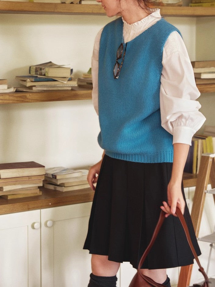 Round Neck Wool Blend Sweater Vest - view 3