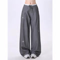 Pinstripe Drawstring Wide Leg Trousers - Gray