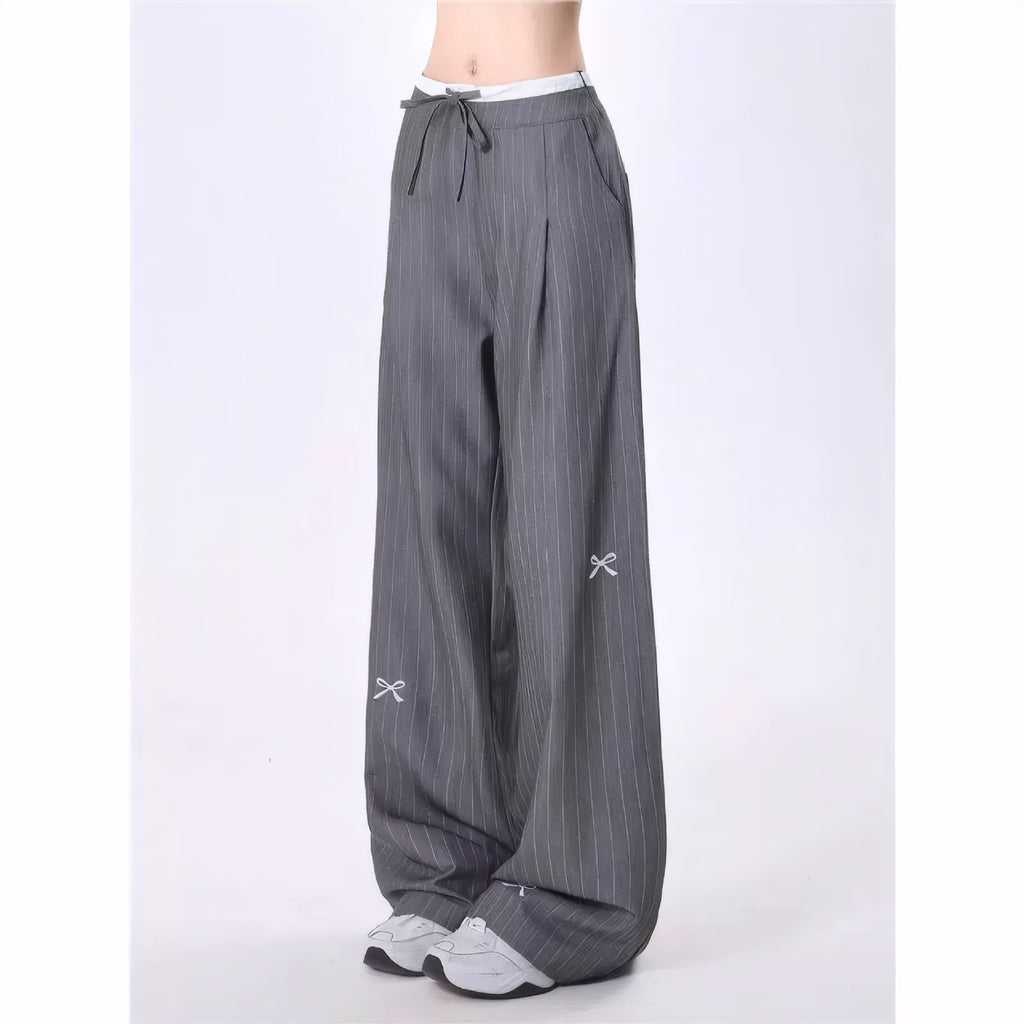 Pinstripe Drawstring Wide Leg Trousers - view 1