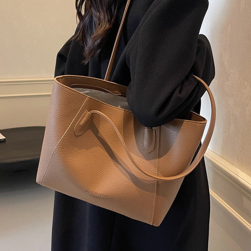 Minimalist Pebbled Faux Leather Tote Bag