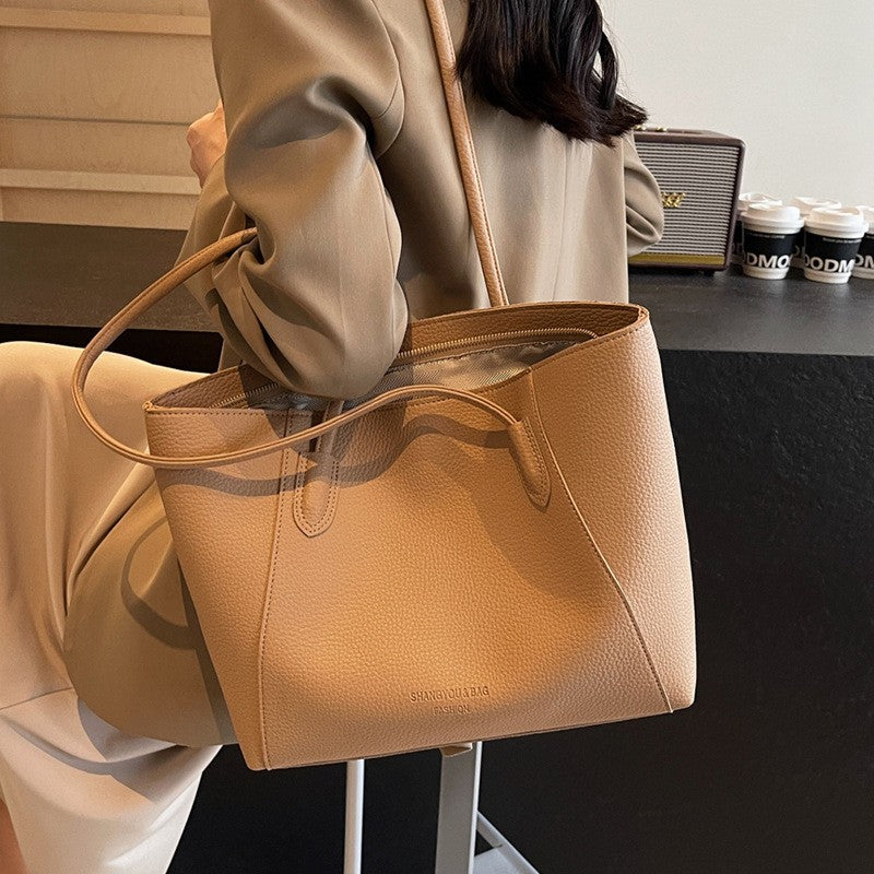 Minimalist Pebbled Faux Leather Tote Bag