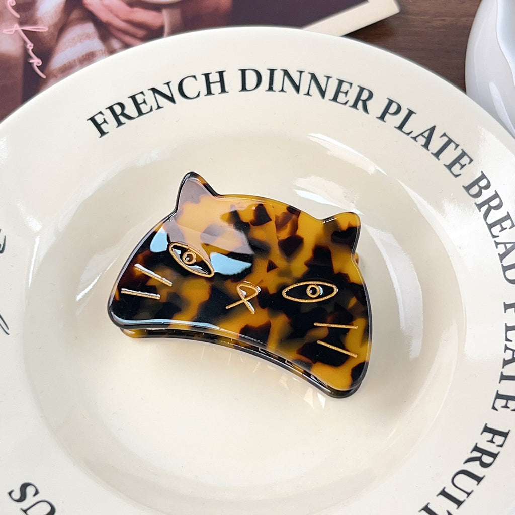 Whiskered Cat Claw Hair Clip - Coffee