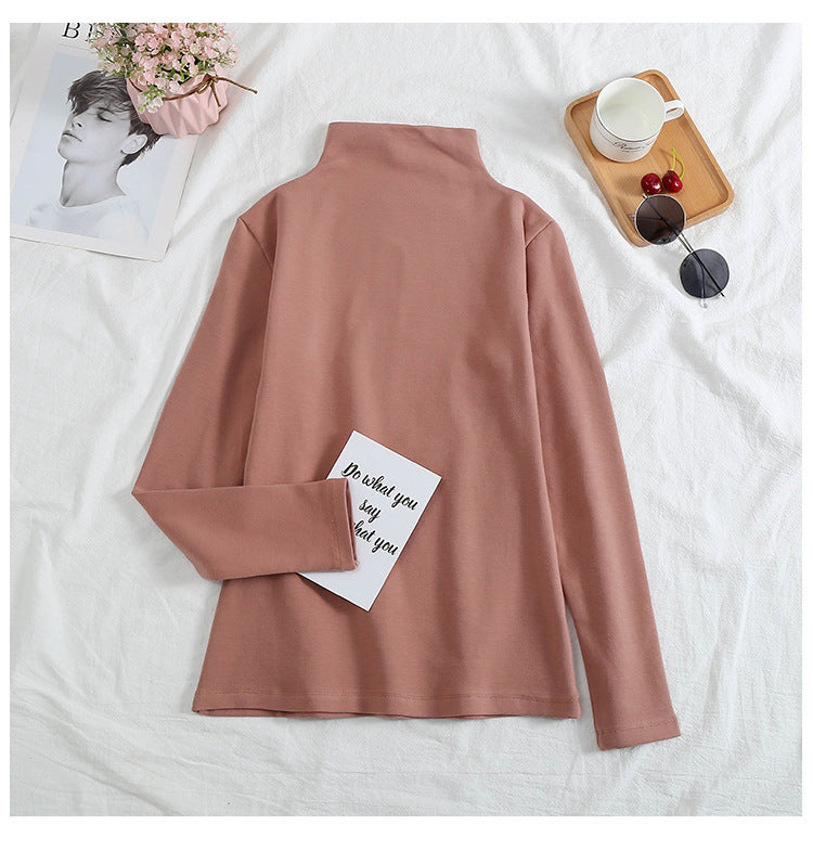 Stretch Rib Turtleneck Layering Tee - DustyPink