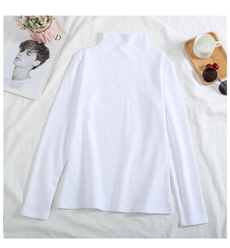 Stretch Rib Turtleneck Layering Tee - White