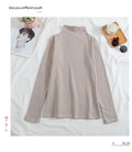Stretch Rib Turtleneck Layering Tee - apricot