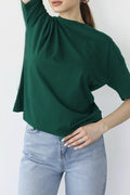 Relaxed Drop Shoulder Cotton Crew Tee - Green