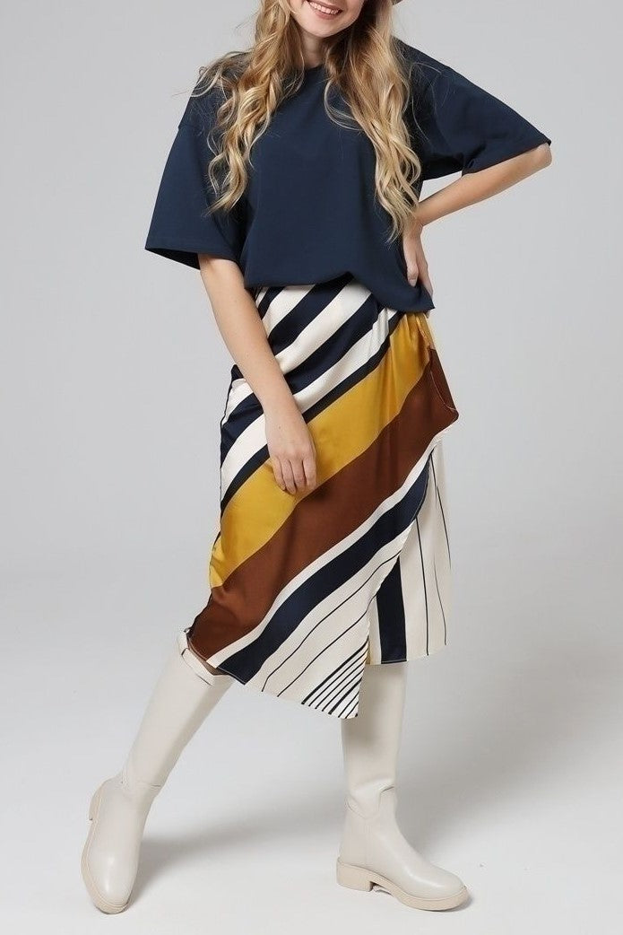 Relaxed Drop Shoulder Cotton Crew Tee - Navy - 3