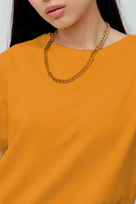 Relaxed Drop Shoulder Cotton Crew Tee - Yellow - 2